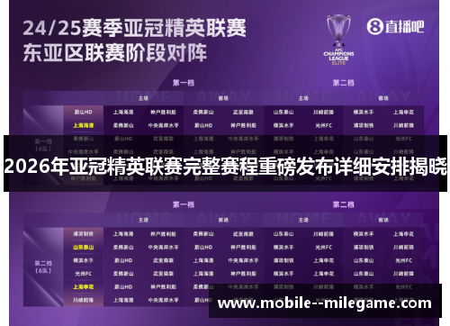 2026年亚冠精英联赛完整赛程重磅发布详细安排揭晓